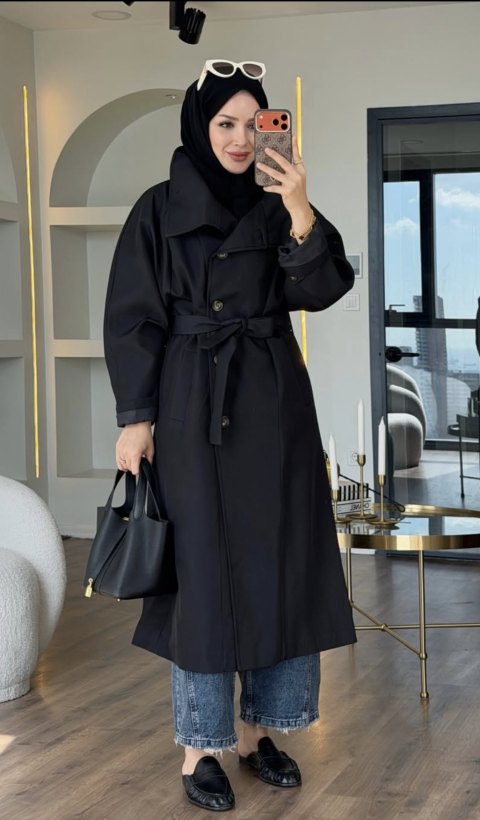 ZR Model Trençkot - Siyah