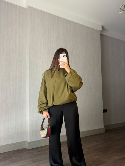 Yağ Yeşili Bomber Ceket